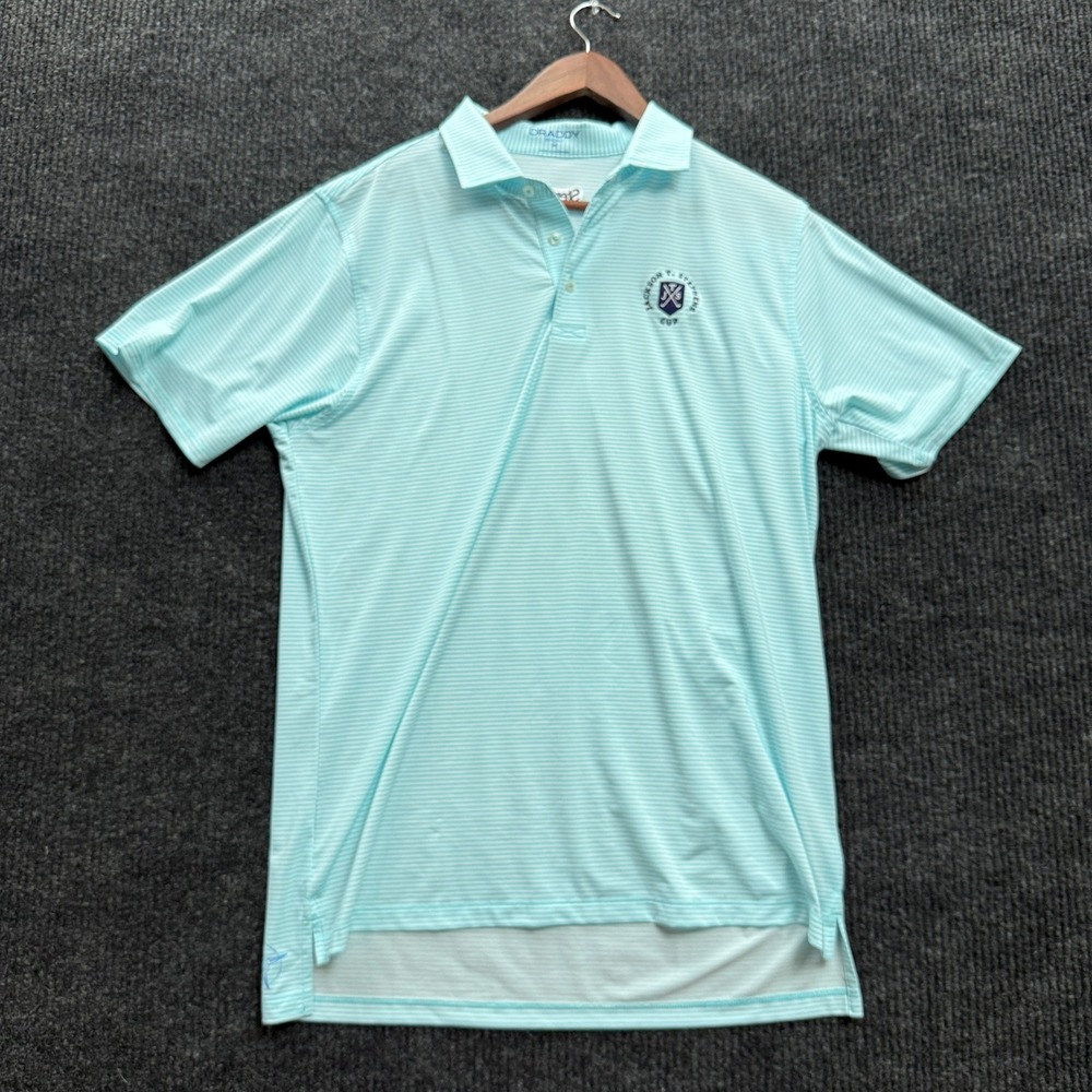 B Draddy Sport Jackson T Stephens Cup Golf Polo Mens M Medium Aqua Stripe
